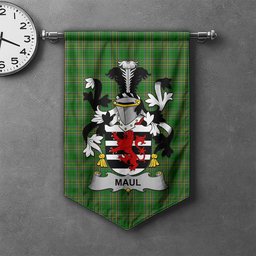ScotsTee Shop Irish Maul or Maule Clan Coat of Arms Irish Tartan Gonfalon Flag