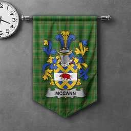 ScotsTee Shop Irish McCann Clan Coat of Arms Irish Tartan Gonfalon Flag