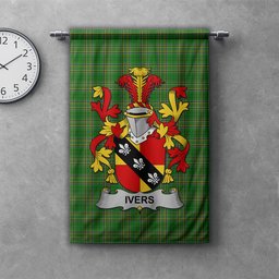 ScotsTee Shop Irish Ivers Clan Coat of Arms Irish Tartan Gonfalon Flag