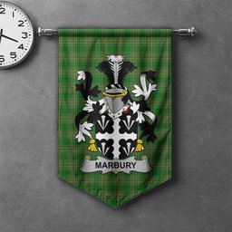 ScotsTee Shop Irish Marbury or Maybery Clan Coat of Arms Irish Tartan Gonfalon Flag