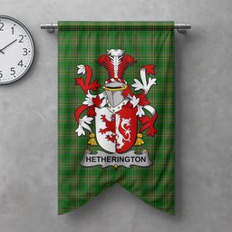 ScotsTee Shop Irish Hetherington Clan Coat of Arms Irish Tartan Gonfalon Flag