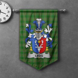 ScotsTee Shop Irish Legg or Legge Clan Coat of Arms Irish Tartan Gonfalon Flag