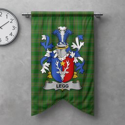 ScotsTee Shop Irish Legg or Legge Clan Coat of Arms Irish Tartan Gonfalon Flag