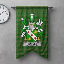 ScotsTee Shop Irish Heatley Clan Coat of Arms Irish Tartan Gonfalon Flag