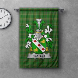 ScotsTee Shop Irish Heatley Clan Coat of Arms Irish Tartan Gonfalon Flag