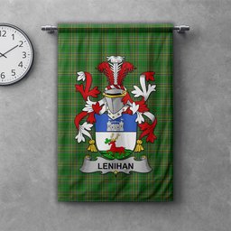 ScotsTee Shop Irish Lenihan or O'Lenaghan Clan Coat of Arms Irish Tartan Gonfalon Flag
