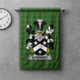 ScotsTee Shop Irish Mordaunt Clan Coat of Arms Irish Tartan Gonfalon Flag