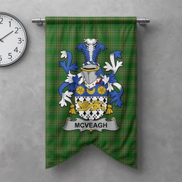 ScotsTee Shop Irish McVeagh or McFingah Clan Coat of Arms Irish Tartan Gonfalon Flag
