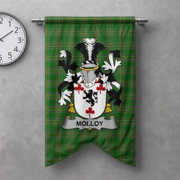 ScotsTee Shop Irish Molloy or O'Mulloy Clan Coat of Arms Irish Tartan Gonfalon Flag