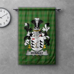 ScotsTee Shop Irish McNally Clan Coat of Arms Irish Tartan Gonfalon Flag