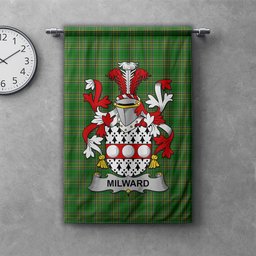 ScotsTee Shop Irish Milward Clan Coat of Arms Irish Tartan Gonfalon Flag
