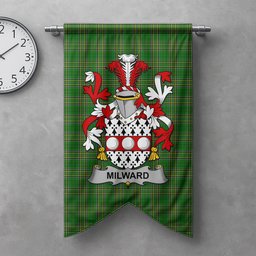 ScotsTee Shop Irish Milward Clan Coat of Arms Irish Tartan Gonfalon Flag