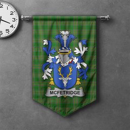 ScotsTee Shop Irish McFetridge Clan Coat of Arms Irish Tartan Gonfalon Flag