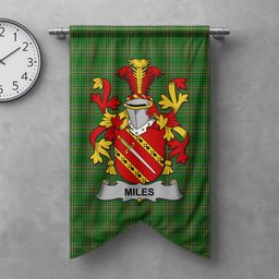 ScotsTee Shop Irish Miles or Moyles Clan Coat of Arms Irish Tartan Gonfalon Flag