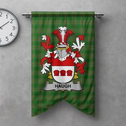 ScotsTee Shop Irish Haugh or O'Hough Clan Coat of Arms Irish Tartan Gonfalon Flag