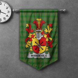 ScotsTee Shop Irish Mandevile Clan Coat of Arms Irish Tartan Gonfalon Flag
