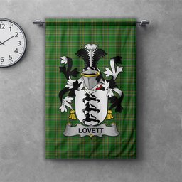 ScotsTee Shop Irish Lovett Clan Coat of Arms Irish Tartan Gonfalon Flag