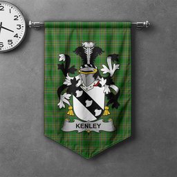 ScotsTee Shop Irish Kenley Clan Coat of Arms Irish Tartan Gonfalon Flag