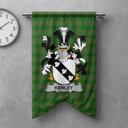 ScotsTee Shop Irish Kenley Clan Coat of Arms Irish Tartan Gonfalon Flag
