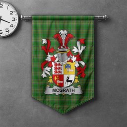 ScotsTee Shop Irish McGrath or McGraw Clan Coat of Arms Irish Tartan Gonfalon Flag