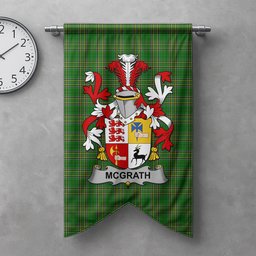 ScotsTee Shop Irish McGrath or McGraw Clan Coat of Arms Irish Tartan Gonfalon Flag