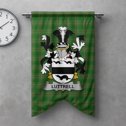 ScotsTee Shop Irish Luttrell Clan Coat of Arms Irish Tartan Gonfalon Flag