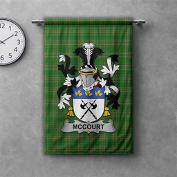 ScotsTee Shop Irish McCourt Clan Coat of Arms Irish Tartan Gonfalon Flag