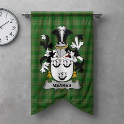 ScotsTee Shop Irish Meares Clan Coat of Arms Irish Tartan Gonfalon Flag