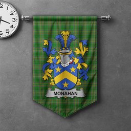 ScotsTee Shop Irish Monahan or O'Monaghan Clan Coat of Arms Irish Tartan Gonfalon Flag