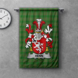 ScotsTee Shop Irish Henn Clan Coat of Arms Irish Tartan Gonfalon Flag
