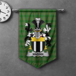 ScotsTee Shop Irish Maginn or Ginn Clan Coat of Arms Irish Tartan Gonfalon Flag