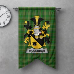 ScotsTee Shop Irish McGeough or McGough Clan Coat of Arms Irish Tartan Gonfalon Flag