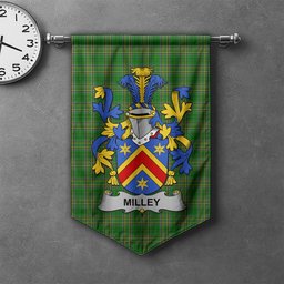 ScotsTee Shop Irish Milley or O'Millea Clan Coat of Arms Irish Tartan Gonfalon Flag