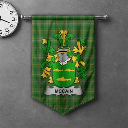 ScotsTee Shop Irish McCain or O'Kane Clan Coat of Arms Irish Tartan Gonfalon Flag