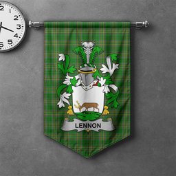 ScotsTee Shop Irish Lennon or O'Lennon Clan Coat of Arms Irish Tartan Gonfalon Flag