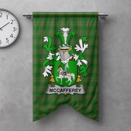 ScotsTee Shop Irish McCafferey or McCaffrey Clan Coat of Arms Irish Tartan Gonfalon Flag