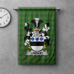 ScotsTee Shop Irish Langley Clan Coat of Arms Irish Tartan Gonfalon Flag