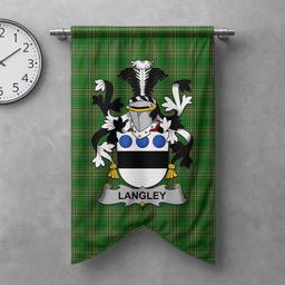 ScotsTee Shop Irish Langley Clan Coat of Arms Irish Tartan Gonfalon Flag
