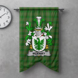 ScotsTee Shop Irish McEniry or McEnery Clan Coat of Arms Irish Tartan Gonfalon Flag