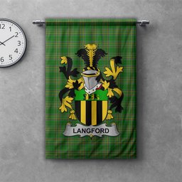 ScotsTee Shop Irish Langford Clan Coat of Arms Irish Tartan Gonfalon Flag