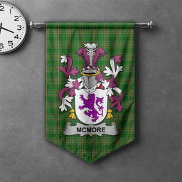 ScotsTee Shop Irish McMore or More Clan Coat of Arms Irish Tartan Gonfalon Flag