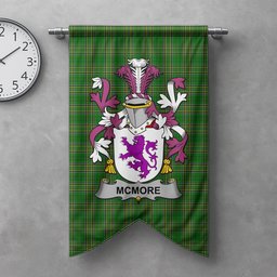 ScotsTee Shop Irish McMore or More Clan Coat of Arms Irish Tartan Gonfalon Flag