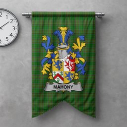 ScotsTee Shop Irish Mahony or O'Mahoney Clan Coat of Arms Irish Tartan Gonfalon Flag