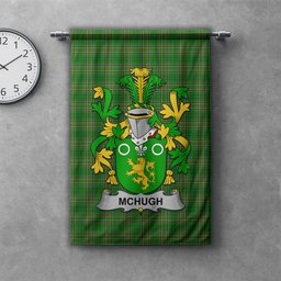 ScotsTee Shop Irish McHugh or MacHugh Clan Coat of Arms Irish Tartan Gonfalon Flag
