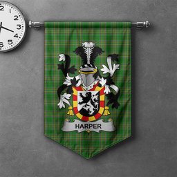 ScotsTee Shop Irish Harper Clan Coat of Arms Irish Tartan Gonfalon Flag