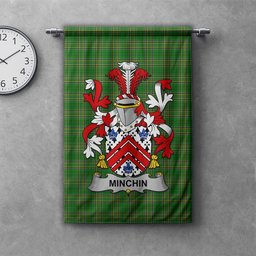 ScotsTee Shop Irish Minchin Clan Coat of Arms Irish Tartan Gonfalon Flag