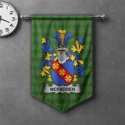 ScotsTee Shop Irish McFadden or McFadyen Clan Coat of Arms Irish Tartan Gonfalon Flag