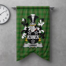 ScotsTee Shop Irish Lambe Clan Coat of Arms Irish Tartan Gonfalon Flag