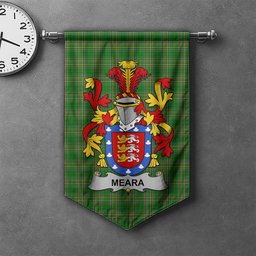 ScotsTee Shop Irish Meara or O'Mara Clan Coat of Arms Irish Tartan Gonfalon Flag