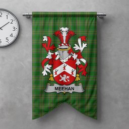 ScotsTee Shop Irish Meehan or O'Meighan Clan Coat of Arms Irish Tartan Gonfalon Flag